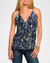 Ramy Brook Rosemarie Metallic Silk Blend Sleeveless Top In Dream Blue Twilight
