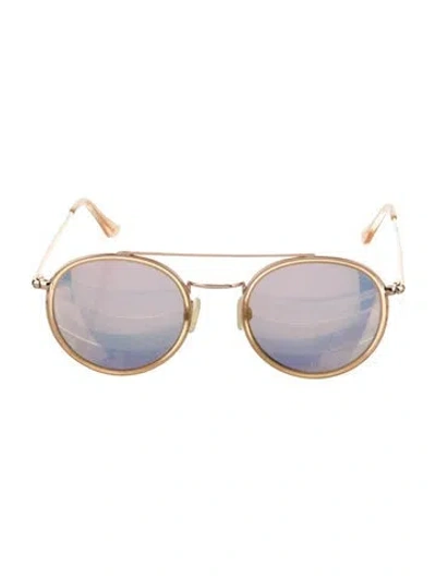 Pre-owned Ramy Brook Round Mirrored Sunglasses In Gold