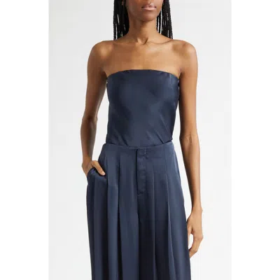 Ramy Brook Ruben Strapless Satin Bodysuit In Blue