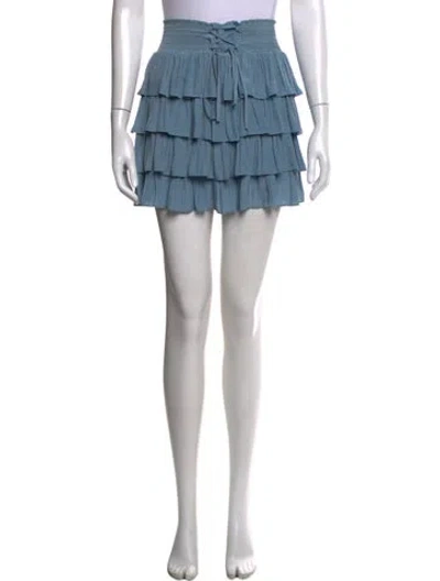 Pre-owned Ramy Brook Ruffle Embellishment Mini Skirt In Blue