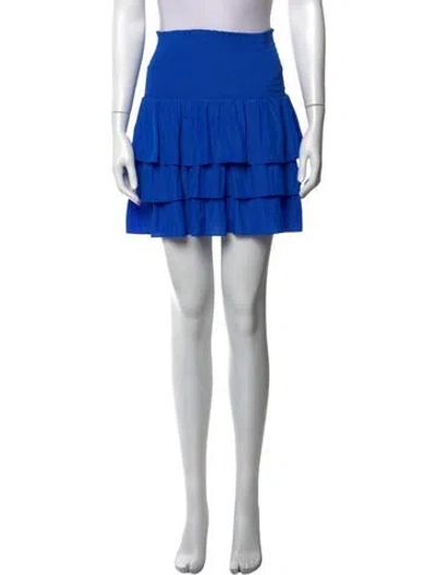 Pre-owned Ramy Brook Ruffle Embellishment Mini Skirt In Blue