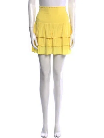 Pre-owned Ramy Brook Ruffle Embellishment Mini Skirt W/ Tags In Yellow
