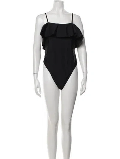 Pre-owned Ramy Brook Ruffle Embellishment One-piece W/ Tags In Black