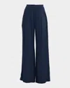 Ramy Brook Russell Satin Wide-leg Pants In Blue