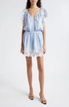 Ramy Brook Ryan Lace Trim Linen Minidress In Chambray Boho Linen