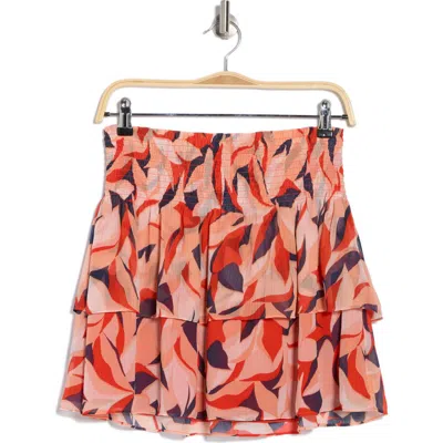 Ramy Brook Ryanne Tiered Skirt In Flame Orange Combo