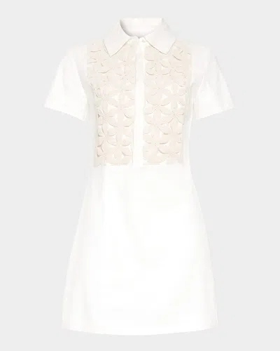 Ramy Brook Sabrina Floral Crochet Mini Shirtdress In White Floral