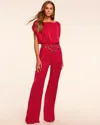 Ramy Brook Sabrina Ruched Wide Leg Jumpsuit In Red
