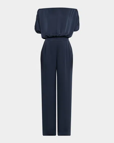 Ramy Brook Sabrina Shirred Jumpsuit In Blue
