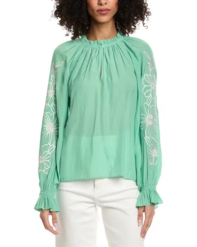 Ramy Brook Sakura Long Sleeve Top In Green