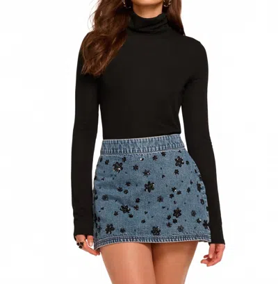 Ramy Brook Sally Skirt In Floral Bead Denim In Black