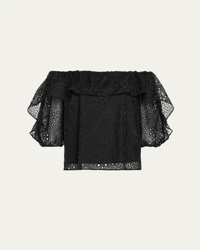 Ramy Brook Salma Embroidered Off-shoulder Blouse In Blue