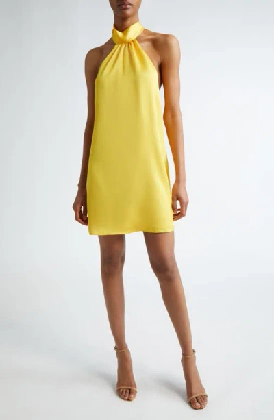 Ramy Brook Sam Halter A-line Satin Minidress In Bright Lemon