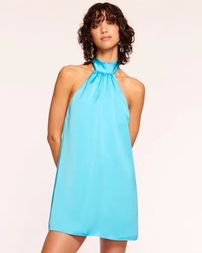 Ramy Brook Sam Halter Mini Dress In Isola Blue