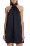 RAMY BROOK SAM HIGH NECK MINI DRESS IN NAVY