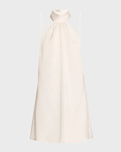 Ramy Brook Sam Ruched Halter Mini Dress In White