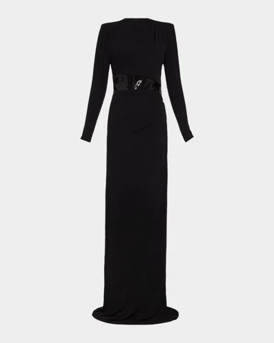 Ramy Brook Samantha Sequin-embellished Column Gown In Black