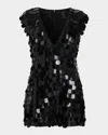 Ramy Brook Sami Deep V-neck Paillette Mini Dress In Black