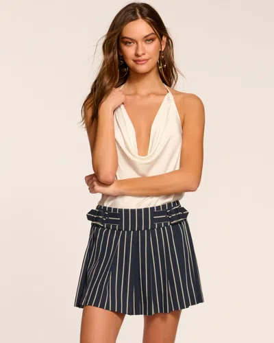 Ramy Brook Samie Pleated Mini Skirt In Navy Canvas