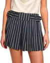 Ramy Brook Samie Stripe Pleated Miniskirt In Navy Canvas