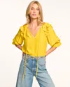 Ramy Brook Samira Ruffle Blouse In Daisy Yellow