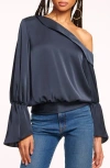 Ramy Brook Sammy Off-the-shoulder Top In Navy
