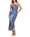 Ramy Brook Sandie Swirl Halter Dress In Navy Swirl