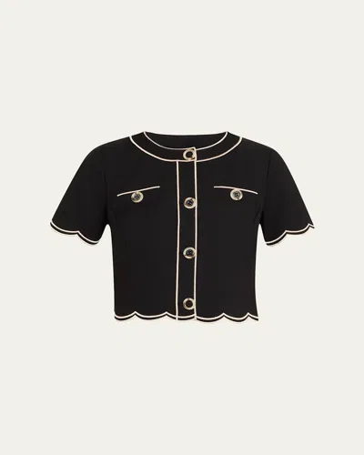 Ramy Brook Sandra Scallop-trim Top In Black