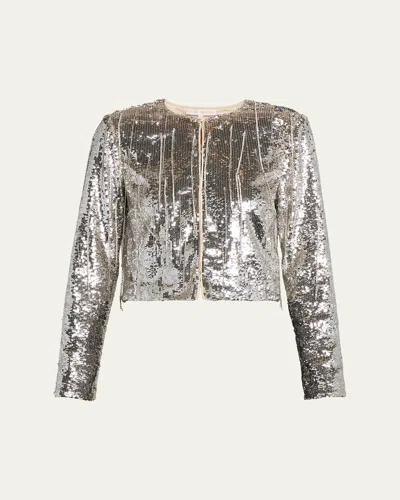 Ramy Brook Sapphire Cropped Sequin Jacket In Multi