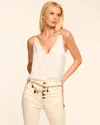 Ramy Brook Sara Beaded Strap V-neck Tank Top In White