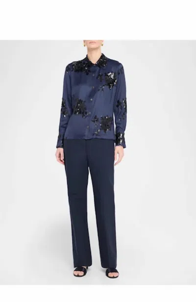 Ramy Brook Sara Button Down Shirt In Navy In Blue
