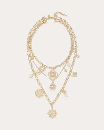 Ramy Brook Sara Layered Medallion Charm Necklace In Gold