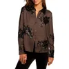 Ramy Brook Sara Button Down Embellished Shirt In Brown
