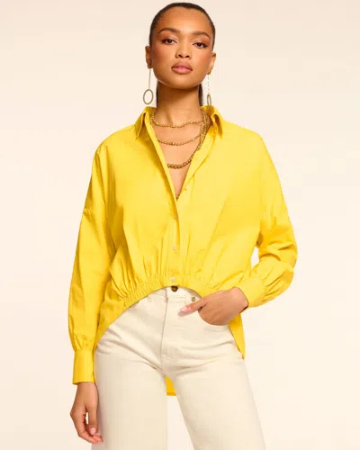 Ramy Brook Sarah Cotton Poplin Long Sleeve Top In Lemon Drop