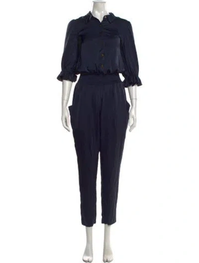 Pre-owned Ramy Brook Satin Jumpsuit In Blue