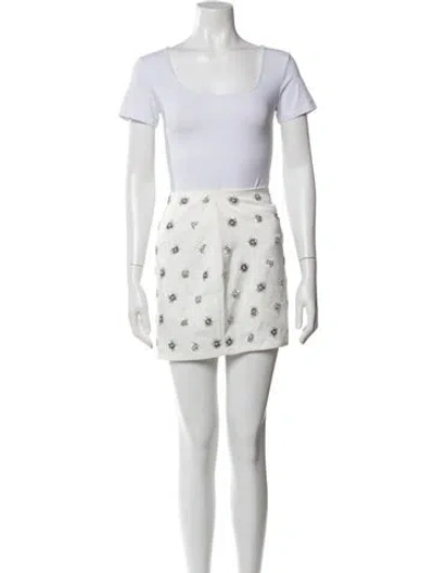 Pre-owned Ramy Brook Satin Patterned Skirt Suit In White