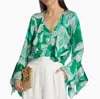 Ramy Brook Savanna Floral Long Sleeve Blouse In Sea Green Lily Print In Multi