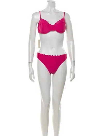 Pre-owned Ramy Brook Scalloped Accent Bikini W/ Tags In Pink
