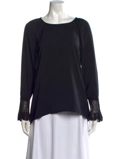 Pre-owned Ramy Brook Scoop Neck Long Sleeve Blouse In Black