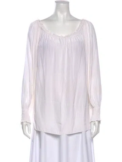 Pre-owned Ramy Brook Scoop Neck Long Sleeve Blouse In Neutral