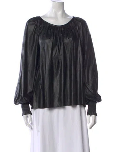 Pre-owned Ramy Brook Scoop Neck Long Sleeve Blouse W/ Tags In Black