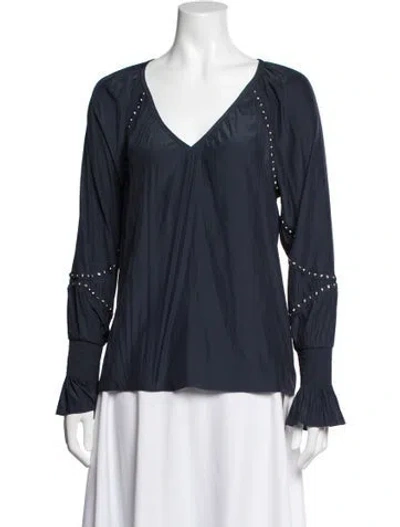 Pre-owned Ramy Brook Scoop Neck Long Sleeve Blouse W/ Tags In Blue