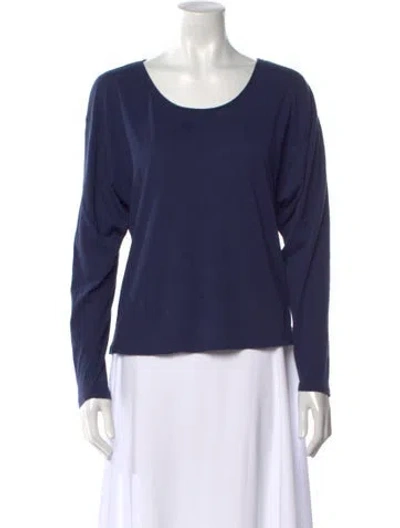 Pre-owned Ramy Brook Scoop Neck Long Sleeve Top In Blue