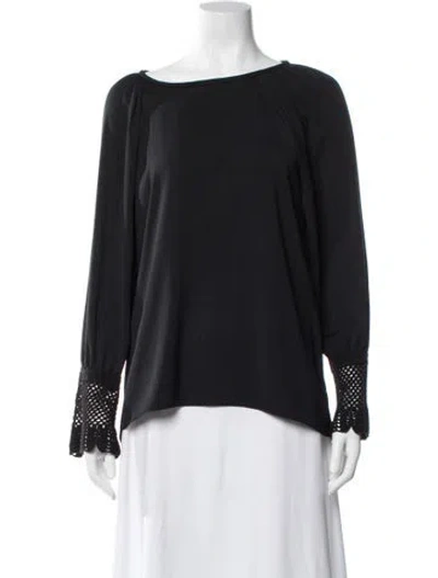 Pre-owned Ramy Brook Scoop Neck Long Sleeve Top In Gray
