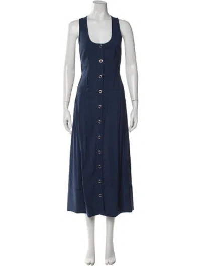 Pre-owned Ramy Brook Scoop Neck Midi Length Dress In Blue