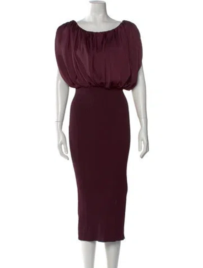 Pre-owned Ramy Brook Scoop Neck Midi Length Dress In Burgundy