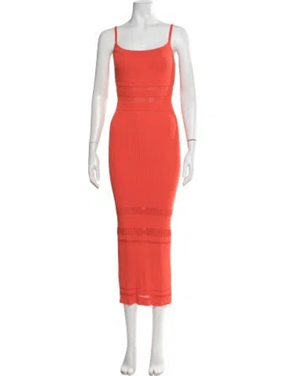 Pre-owned Ramy Brook Scoop Neck Midi Length Dress In Orange
