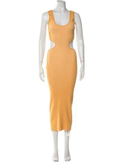 Pre-owned Ramy Brook Scoop Neck Midi Length Dress In Orange/yellow