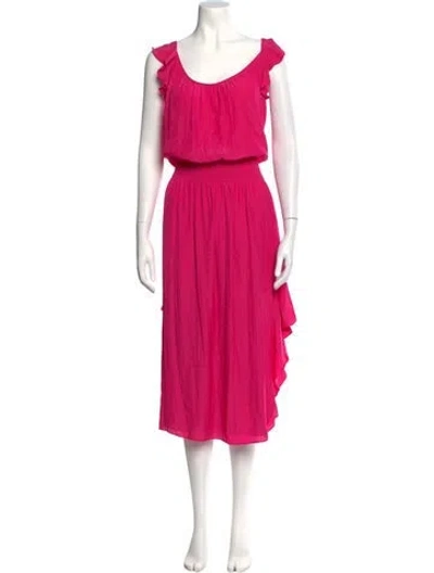 Pre-owned Ramy Brook Scoop Neck Midi Length Dress In Pink