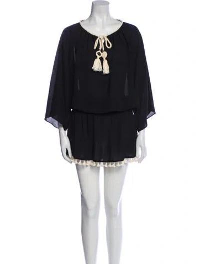 Pre-owned Ramy Brook Scoop Neck Mini Dress In Blue